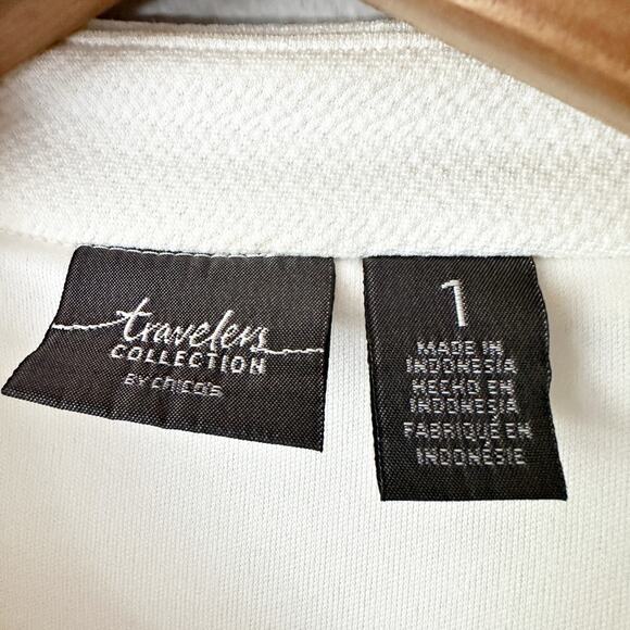 Chico's Size 1 Travelers Collection Textured Knit Bomber Jacket Women's Size Med - Picture 4 of 12